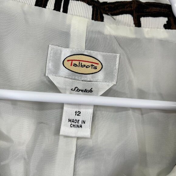 Talbots Size 12 Corduroy Stretch Button Down Front Midi Dress Geometric White - Picture 6 of 8